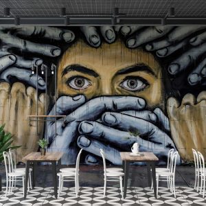 Susturulan İnsan Figürü Grafiti Duvar Kağıdı | Duvar Kağıdı Marketi