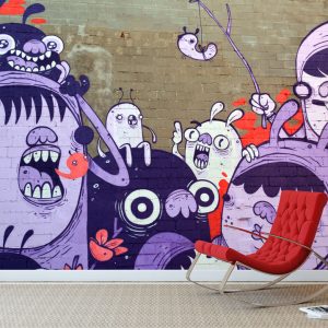 Eğlenceli Karakterler Grafiti Duvar Kağıdı | Duvar Kağıdı Marketi