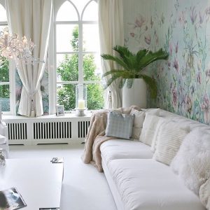Mavi Tonlarda Soft Çiçekler Duvar Kağıdı