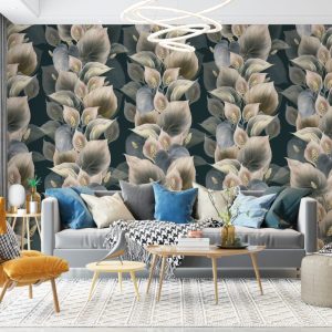 Sıralı Yaprak Desenli 3D Duvar Kağıdı