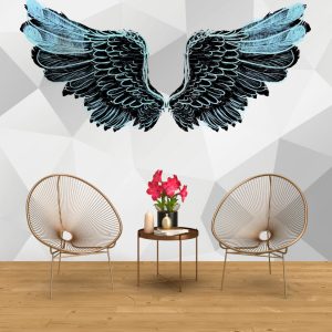 Mavi Kanat Desenli 3D Duvar Kağıdı | Duvar Kağıdı Marketi