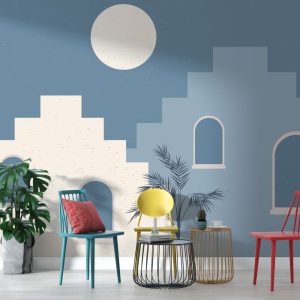 Mavi Renklerde Modern Duvar Kağıdı | Duvar Kağıdı Marketi