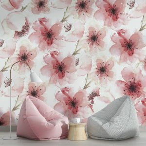 Pembe Soft Çiçekler Duvar Kağıdı
