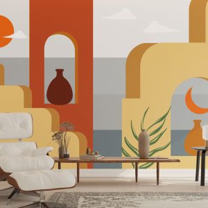 Boho Desenli Deniz Görüntüsü Duvar Kağıdı | Duvar Kağıdı Marketi