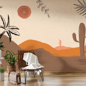 Boho Tonlarda Çöl Manzarası Duvar Kağıdı | Duvar Kağıdı Marketi