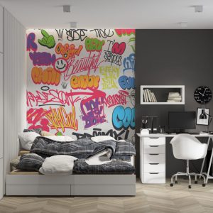 Sprey Boyalı Yazı Grafiti Renkli Duvar Kağıdı