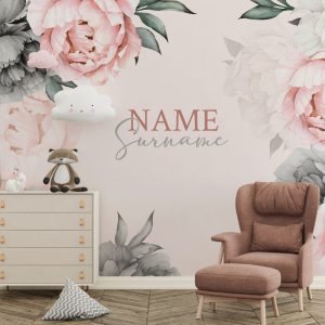 Pembe Zeminli Soft Güller 3D Duvar Kağıdı