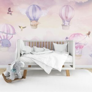Soft Pembe Tonlarında Uçan Balonlar 3D Duvar Kağıdı