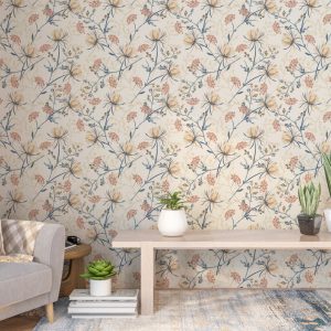 Soft Çiçek Desenli Duvar Kağıdı