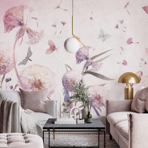 Pembe Tonlarda Karahindiba Otu Duvar Kağıdı