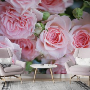 Pembe 3D Güller Duvar Kağıdı