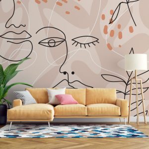 Boho Soyut Kadın Yüzü Duvar Kağıdı