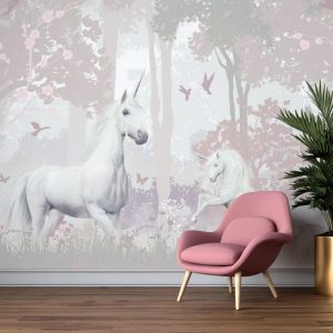 Fantastik Unicorn Ormanı Duvar Kağıdı