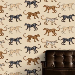 Retro Leopar Desenli Duvar Kağıdı