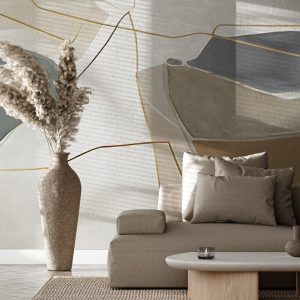 Soft Krem Geometrik Desenler Duvar Kağıdı