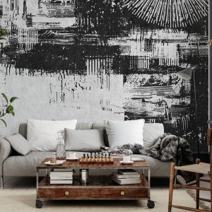 Koyu Tonlarda Graffiti Desenli Duvar Kağıdı