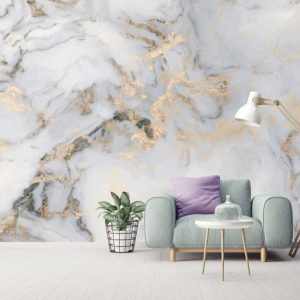 Gri Renkli Mermer Görünümlü 3D Duvar Kağıdı | Duvar Kağıdı Marketi